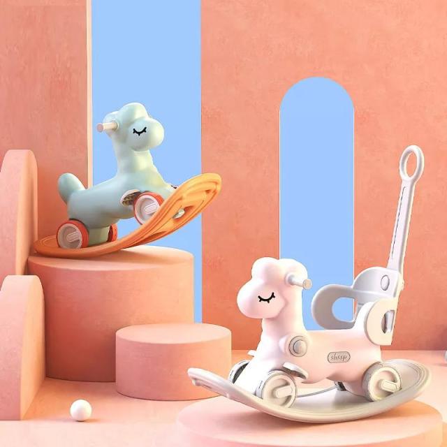5in1 多機能 ロッキングホース 1歳 2歳 3歳 から 7歳 まで 長く使える 誕生日 プレゼント ギフト ひつじ 揺れる木馬 けん引車 バランスボード 押し車 音鳴らし 付属 安全設計 静音 床保護_9