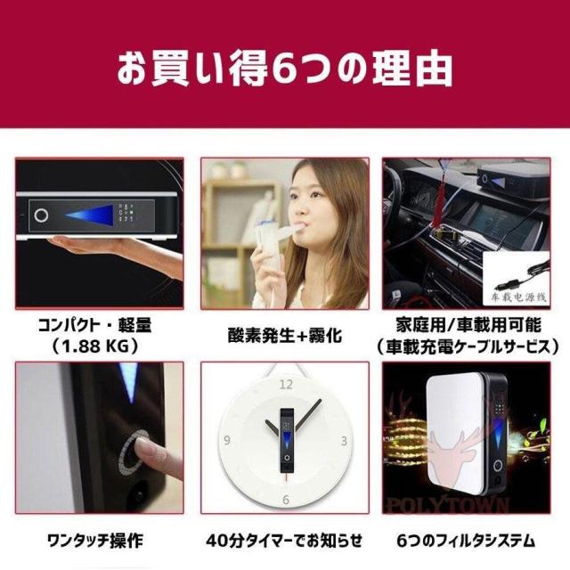 最新型 酸素発生器 酸素濃縮器 酸素吸入器 酸素缶 空気濃縮器 ペット タイマー 携帯酸素 健康 高濃度93% 静音 霧化 加湿 家庭用 父の日 母の日 日本語説明書付き_3
