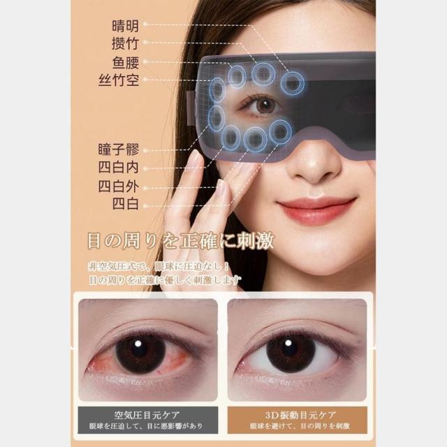【最新 可視化デザイン】アイビート アイマッサージャー 3D 振動 目元エステ 目元ケア 目 マッサージ機 家電 アイマスク 電動 解消 安眠 クリスマスプレゼント 父の日 母の日_4