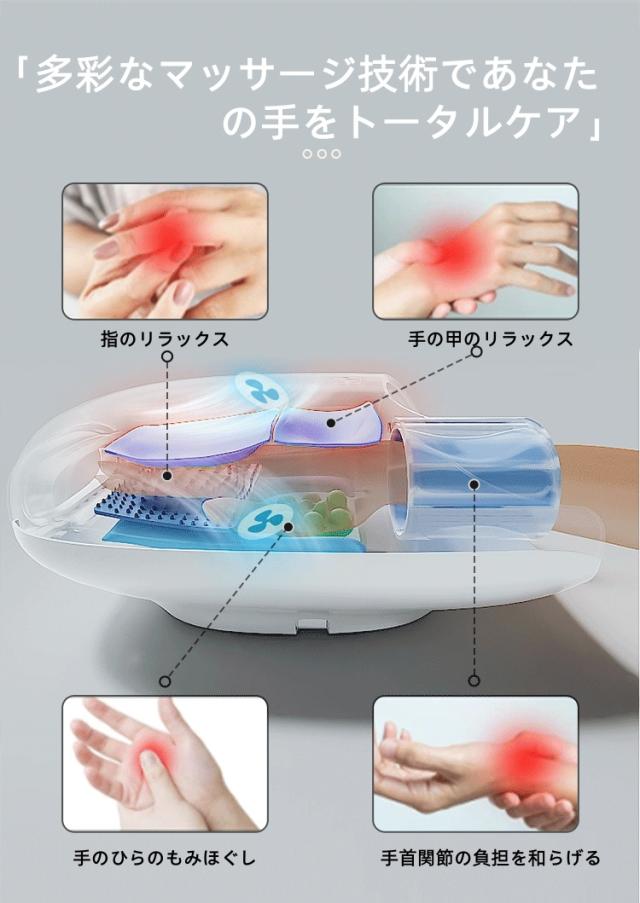 【冷却・温熱・6段階気圧・3秒温熱】多機能ハンドマッサージャー FE-0161 送風機能で手汗知らず LCDタッチ 長時間稼働 肩こり 特許技術 温熱&気圧&もみほぐし 高齢の両親へ 手・手首ケア 手の蒸れ・こりに革命！ 親孝行ギフト父の日/母の日_11
