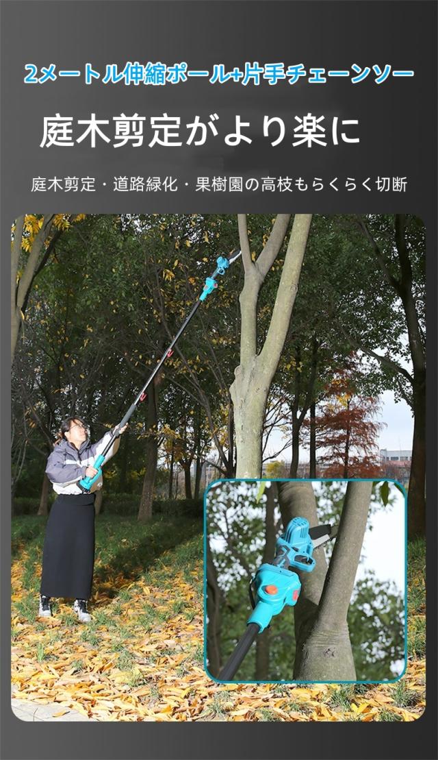 【2026年新モデル】AOTUO 高枝剪定鋏＆チェーンソーセット 36V リチウム電動 2m伸縮ポール付き 4m高枝対応 SK5刃 軽量0.95kg 3.0Ah大容量バッテリー 伐木 剪定 庭木 果樹園 ギフト_3