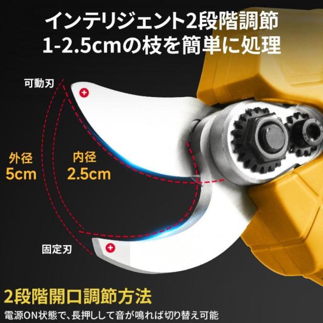 正規品】2025 電動剪定バサミ 電動ハサミ 50MM切断径 剪定ハサミ 電動