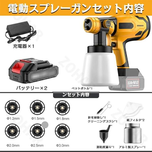 2025年新登場 業務&家庭両用 電動スプレーガン 【充電式コードレス/1000ml大容量】油性・水性塗料対応 吹き付け式 噴霧幅調整可能 強化仕様_6