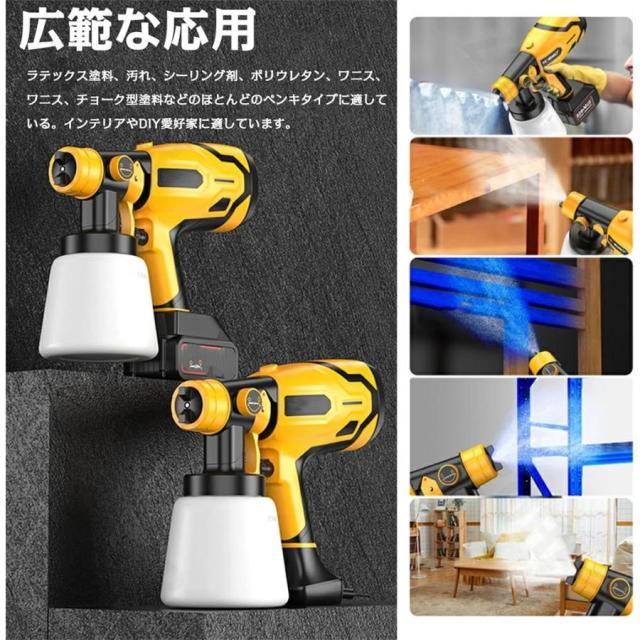 2025年新登場 業務&家庭両用 電動スプレーガン 【充電式コードレス/1000ml大容量】油性・水性塗料対応 吹き付け式 噴霧幅調整可能 強化仕様_7
