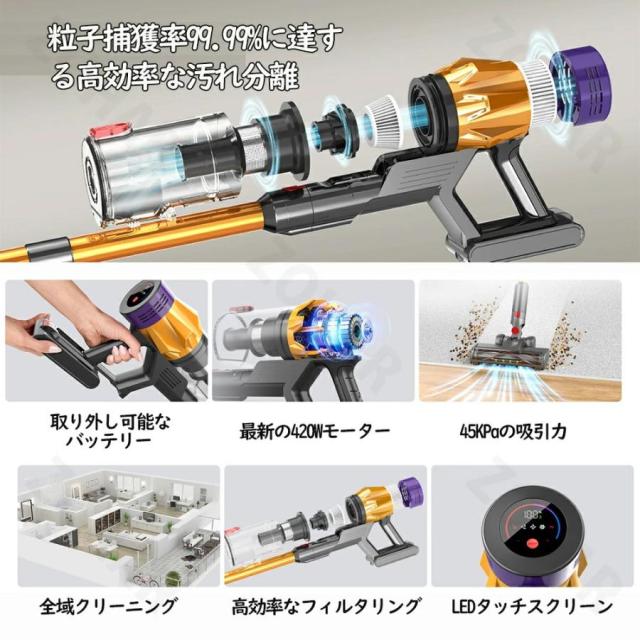 新モデル】 充電スタンド内蔵 コードレスV18掃除機 【45000Pa強吸引力