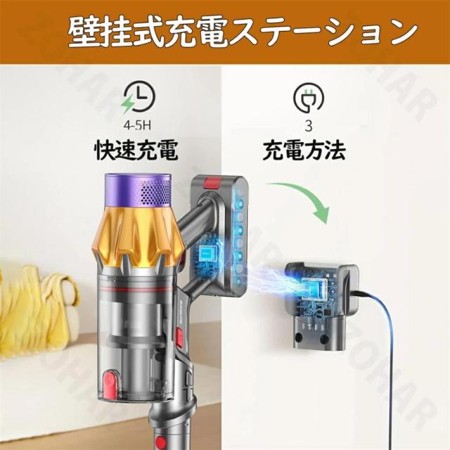 【新モデル】 充電スタンド内蔵 コードレスV18掃除機 【45000Pa強吸引力/60分稼働】タッチパネル操作 自立可能 550W サイクロンHEPAシステム_12