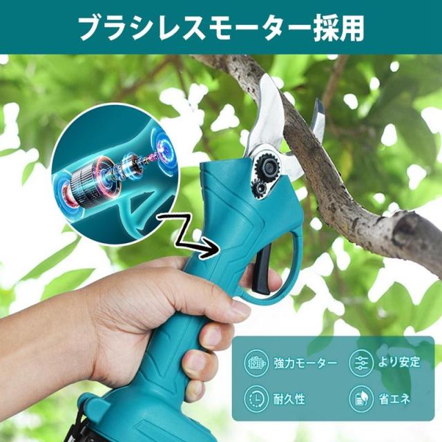 剪定ばさみ 充電式 ハサミ コードレス 切断径35mm 3.0mahバッテリー 電動はさみ 庭木 枝切り ケース付 軽量 女性_1