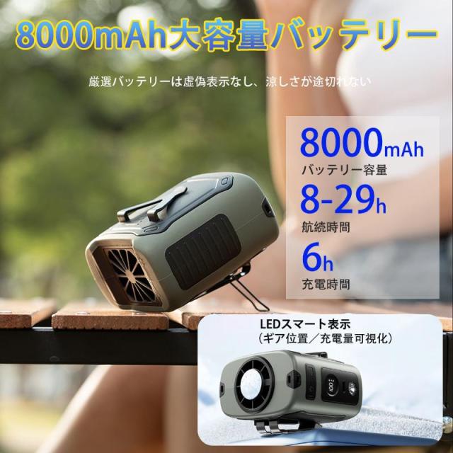 【夏準備・熱中症対策・父の日ギフトに】腰掛け扇風機 4WAY 8000mAh 大容量 5段階風量調節 強力 静音 首掛け/腰掛け/卓上 コードレス 熱中症対策に アウトドア/屋外作業/オフィス/通勤に プレゼント ギフト 2026 おすすめ_10