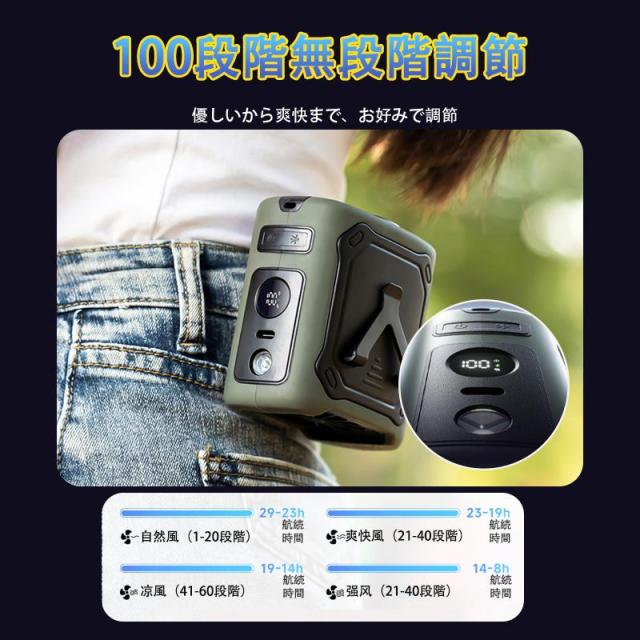 【夏準備・熱中症対策・父の日ギフトに】腰掛け扇風機 4WAY 8000mAh 大容量 5段階風量調節 強力 静音 首掛け/腰掛け/卓上 コードレス 熱中症対策に アウトドア/屋外作業/オフィス/通勤に プレゼント ギフト 2026 おすすめ_8