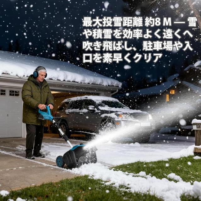 【2025最新強化版】除雪機 電動除雪機 バッテリー式 除雪幅40cm 除雪高20cm LED残量表示 吹雪方向180°調整 ブラシレスモーター 無段階変速 家庭 自走式雪かき_4