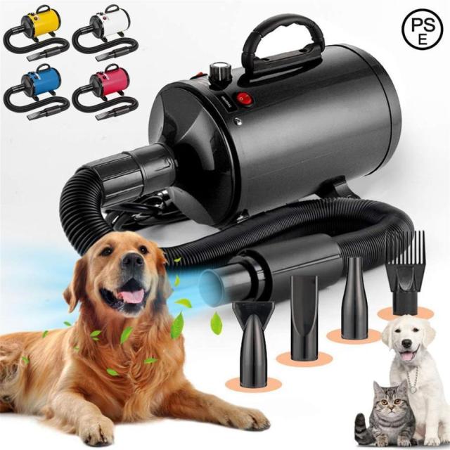 ペットドライヤー 2800W 犬用ドライヤー 100V ペットブロワ 大風量 犬用乾燥機 無段階風速制御 30-70℃温度可調整 犬 ドライヤー 4種ノズル付き 犬/猫兼用