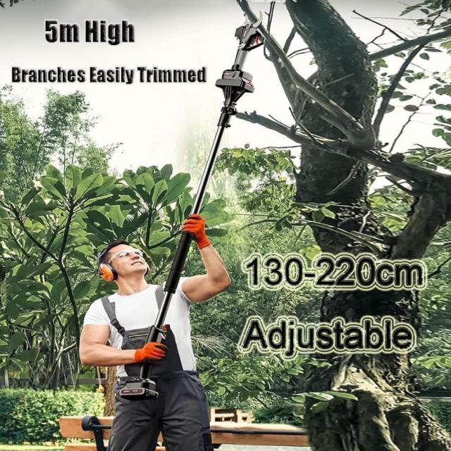 電動高枝切りバサミ 充電式剪定ばさみ 高枝切り延長ポール130-220cm 電動ハサミ 剪定鋏 コードレス プロ 剪定 刃の開きを任意調整 切断径45mm ドイツ 技術_1