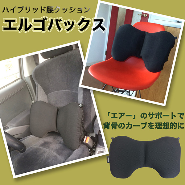 ハイブリッド腰クッション エルゴバックス‐EB09150 骨盤 姿勢矯正 クッション 姿勢矯正チェア 腰痛予防 ウレタン 洗濯可能 車用 ドライブ 運転 直送