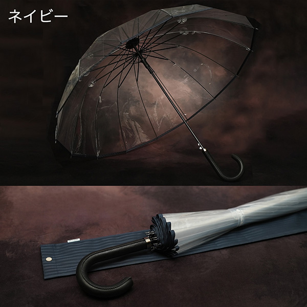 カテール16 AGENT（エージェント）‐高級 ビニール傘 16本骨 ワンタッチ透明傘 ジャンプ式 長傘 日本製 ホワイトローズ 耐風 高級 透明 収納袋付_9