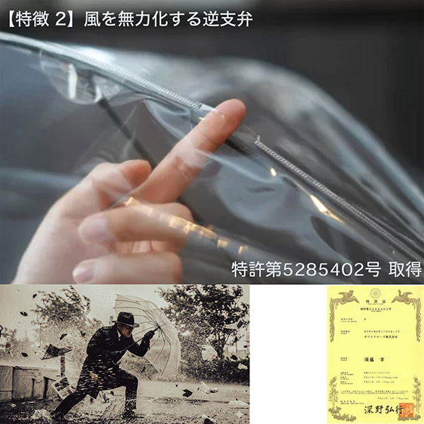 カテール16 AGENT（エージェント）‐高級 ビニール傘 16本骨 ワンタッチ透明傘 ジャンプ式 長傘 日本製 ホワイトローズ 耐風 高級 透明 収納袋付_2