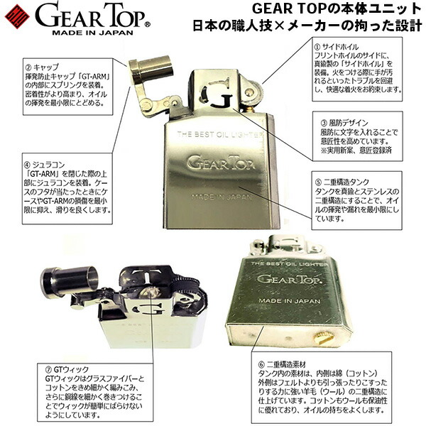 VANSON vanson バンソン ×GEAR TOP ライター ブラック V-GT-10‐日本製 ヴァンソン ギアトップ ジッポー ライター ジッポ Zippo オイルライター zippo ライター 正規品_4