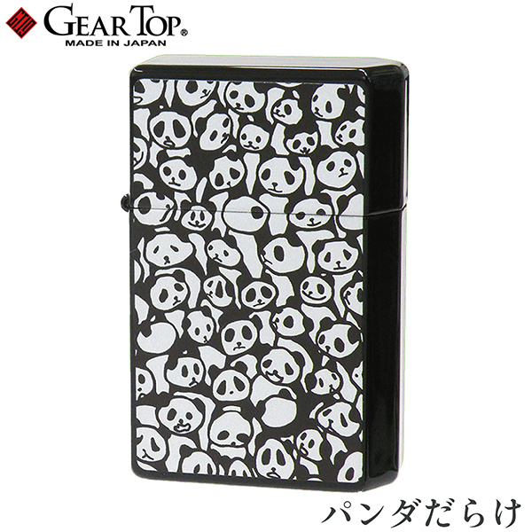 GEAR TOP パンダだらけ 日本製 アニマルデザイン 動物 総柄 ぱんだ オイルライター 高品質 職人 オイル揮発防止 優れた構造 簡易メンテナンス ペンギンライター 元林