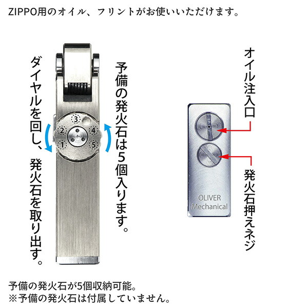 オリバー メカニカル オイルライター ソリッドチタニウム チタン無垢 軽量 自動着火 ペンギンライター チタン ワンプッシュ着火 予備発火石収納可能_3