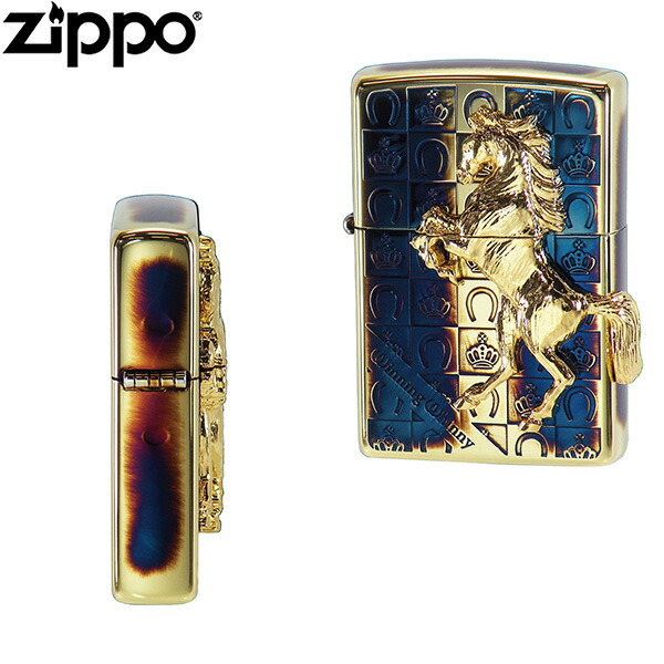 ZIPPO ウイニングウィニー グランドクラウン GDイブシ 馬 ゴールド ブルー アンティークゴールド 勝利のいななき ホースメタル ジッポー ライター ジッポ Zippo オイルライター zippo ライター 正規品_2