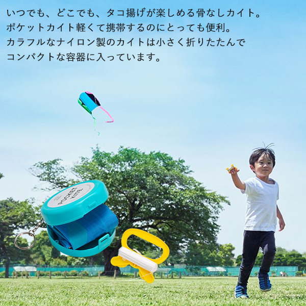 凧 ポケットカイト Pocketkite‐カイト 骨なし 折り畳み 折りたたみ ポケットサイズ あおぞら 軽量 軽い 持ち運び 凧あげ 凧揚げ