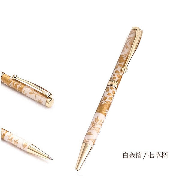 美濃和紙 Pen 白金箔（七草）白色 TM-1800 ‐ ボールペン 京友禅シルク印刷 和紙 友禅 友禅柄 京友禅 美濃和紙ペン F-STYLE エフスタイルの通販は
