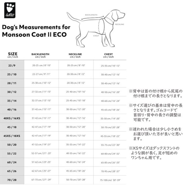 【Hurtta】【フルッタ】・レインコート「モンスーンコート２」小型犬用_16