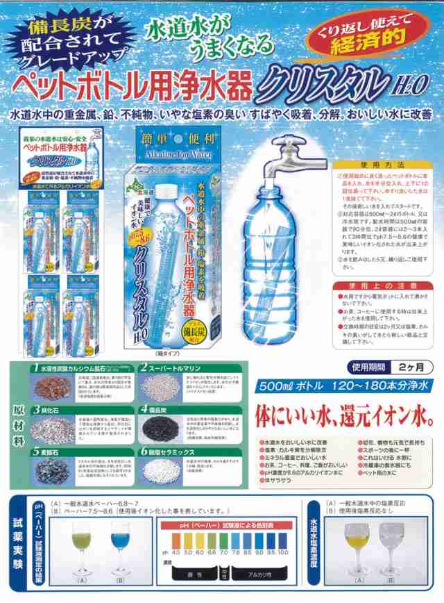 クリスタルH2O ペットボトル用浄水器【アルカリイオン水/スティック/送料無料】の通販はau PAY マーケット - クリスマス専門店KOBE  CRAFT