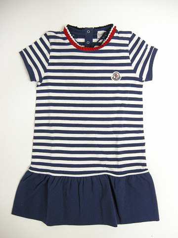 Moncler モンクレール ボーダー半袖フリルワンピース Abito Maniche C コットン 綿 687 ネイビーxホワイト 紺x白 Kids キッズ ガール 子の通販はau Pay マーケット ミッケ