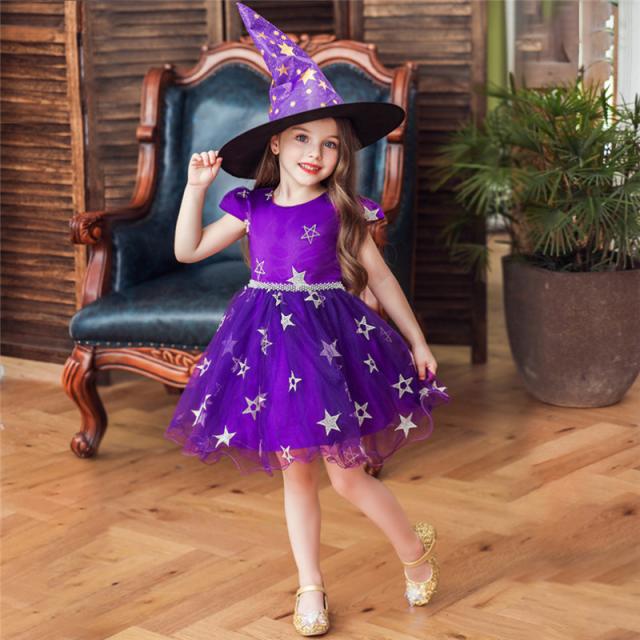 ハロウィン衣装 子供ドレス コスプレ ワンピース 帽子 2点セット 星柄80 90 100 110 1 130 140 150cmの通販はau Pay マーケット ドレス専門店