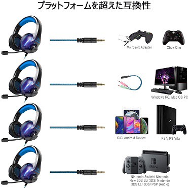 送料無料 新品 有線密閉型 ゲーミングヘッドセット ゲーミングイヤホン ノイズキャンセルマイク付き Pc用ヘッドホン Ps4 ヘッの通販はau Pay マーケット アレイズ店