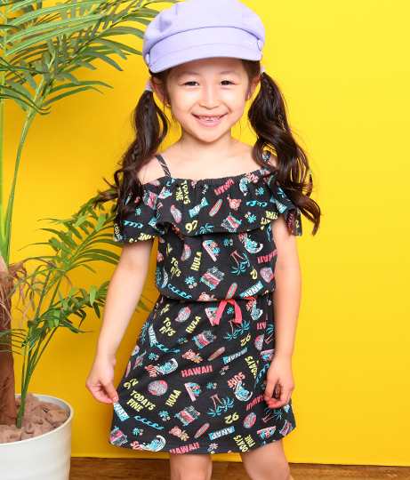 50 Off ハワイアン柄ワンピース アナップキッズ Anap Kids キッズ ワンピース キッズ女の子 子供服 白 黒 アイボリー ブラック 夏物の通販はau Pay マーケット Anap Au Pay マーケット店