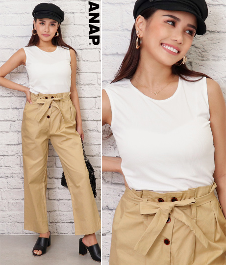 50 Off タンクトップ テーパードパンツセットアップ アナップ Anap レディース トップス 黒 白 ブラック ホワイト 夏物 春夏 Ss タの通販はau Pay マーケット Anap Au Pay マーケット店