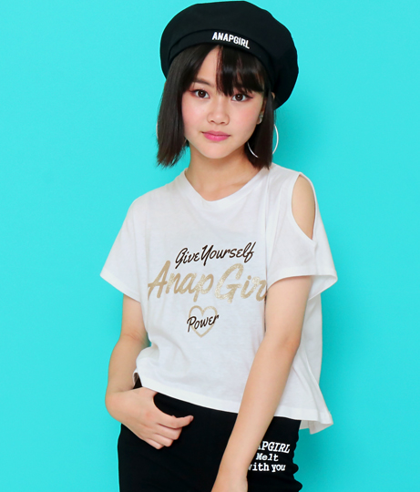 1000円均一 肩開きラメプリントトップス アナップガール Anap Girl ガール トップス キッズ女の子 ティーン 黒 白 紫 ブラック ホワの通販はau Wowma Anap Au Wowma 店