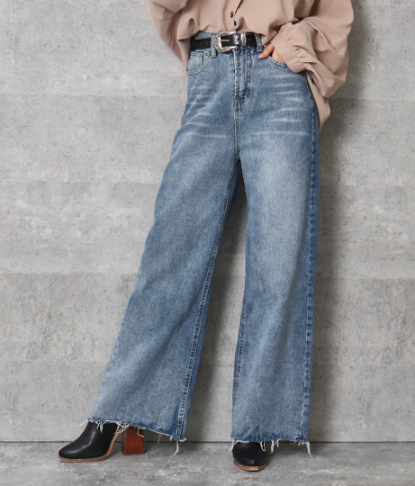 50 Off Anap アナップ ワイドデニムパンツ デニム ワイドパンツ ストレートパンツ レディース 春夏 ハイウエスト カットオフ ブルーの通販はau Pay マーケット Anap Au Pay マーケット店