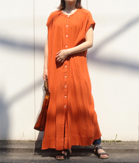 50 Off コットンクレープ前開きワンピース レディース Auli アウリィ ワンピース ロングワンピ 春夏 橙 緑 黒 肌 Fの通販はau Pay マーケット Anap Au Pay マーケット店