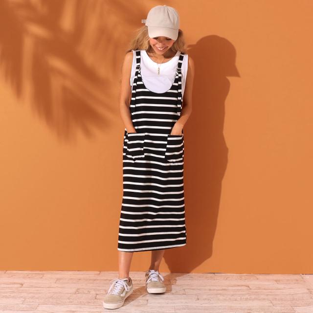 10 Off Anap Mimpi アナップミンピ ボーダーオーバーオールワンピース レディース 春夏 ワンピース ドレス ロングワンピ ブラック の通販はau Pay マーケット Anap Au Pay マーケット店