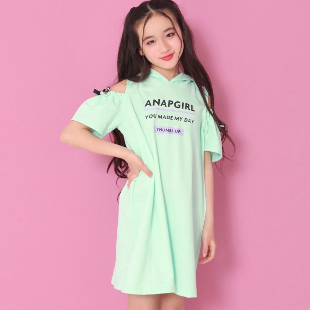 Anap Girl アナップガール 肩開きフードワンピース ガール 春夏 ワンピース ミディアムワンピ 中学生 ファッション ティーンズ 韓国 ミンの通販はau Pay マーケット Anap Au Pay マーケット店