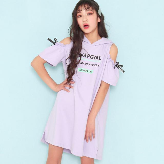 Anap Girl アナップガール 肩開きフードワンピース ガール 春夏 ワンピース ミディアムワンピ 中学生 ファッション ティーンズ 韓国 ミンの通販はau Pay マーケット Anap Au Pay マーケット店