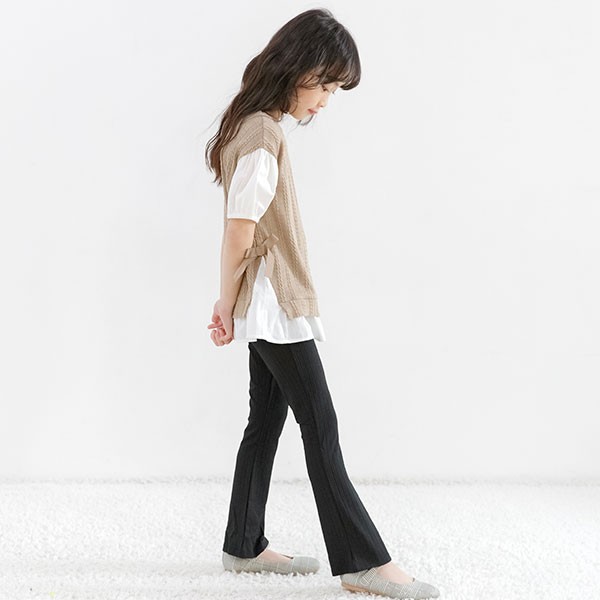 く日はお得♪ キッズ フレアパンツ ボトムス リブ 春服 グリーン 女の子 韓国子供服