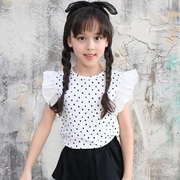 韓国子供服 トップス 韓国子ども服 韓国こども服 Bee 女の子 カジュアル ナチュラル キッズ ドット フリル 袖フの通販はau Pay マーケット 子供服bee