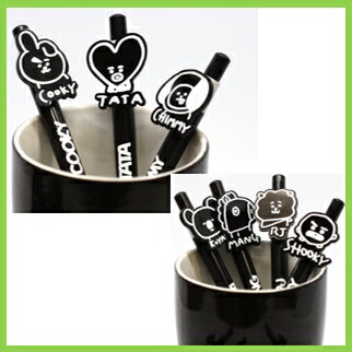 BTS-BT21 文具 セット☆ 「BLACK」 ボールペンセット/おまけ5種付き:生
