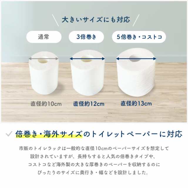 倍巻き・海外製ペーパーに対応したトイレラック スリム18cm コストコ バスティッシュ対応 トイレラック トイレ収納 大容量 トイレットペーパーストッカー  掃除道具 キャスター 隙間 すきま 3倍巻き 5倍巻き対応 キッチン 洗面所 シンプル 白[t]の通販はau PAY マーケット ...