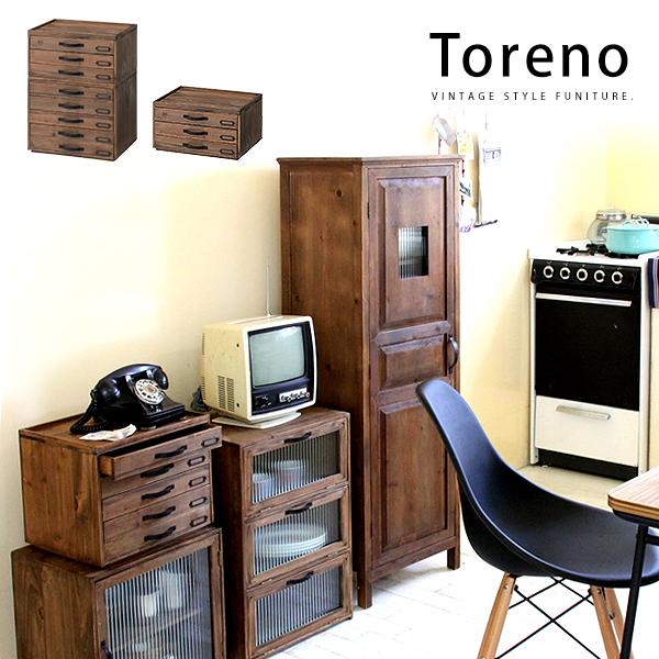 木製引出しチェスト3段「Torenoトレノ」木目×アイアンネームの男前ヴィンテージ　引き出しドキュメントチェスト　書類棚[ld]の通販は