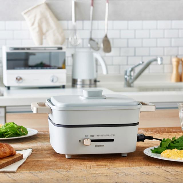 ミニグリルなべ 3枚プレート  IGU-P3-H (ライトグレー) 1個 アイリスオーヤマ フライパン