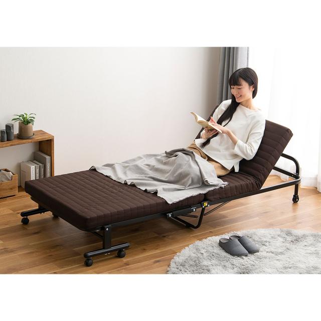 アイリスオーヤマ 折りたたみベッド OTB-BRN シングル (ベッド