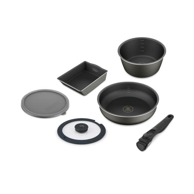 パンディープラス ガス 6点セット DCG-S6S ロイヤルグレー フライパン エッグパン 鍋 マルチハンドル PEシール蓋 アイリスオーヤマ