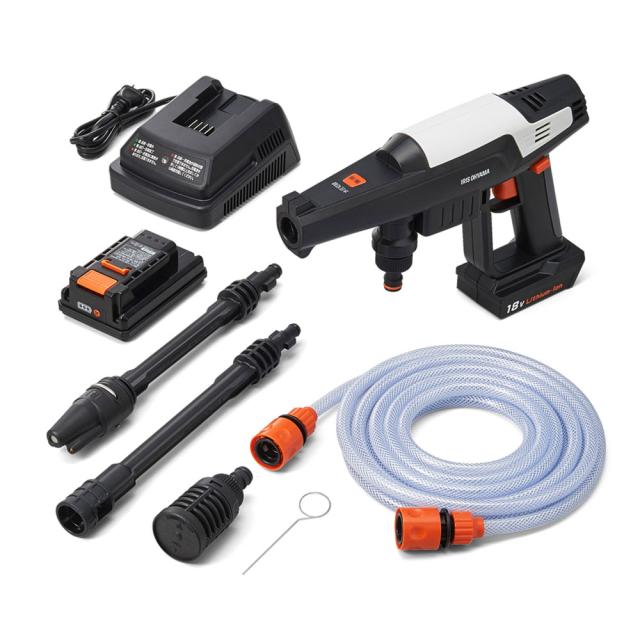 高圧洗浄 ハンディウォッシャー 充電式  ホワイト JHW-201 1台 アイリスオーヤマ 温水使用可能 コードレス 2.2MPa