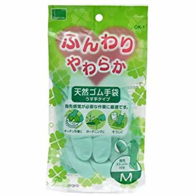 オカモトふんわりやわらか天然ゴム手袋 M（グリーン） オカモト 【×240セット】病院 医療 看護 クリニック