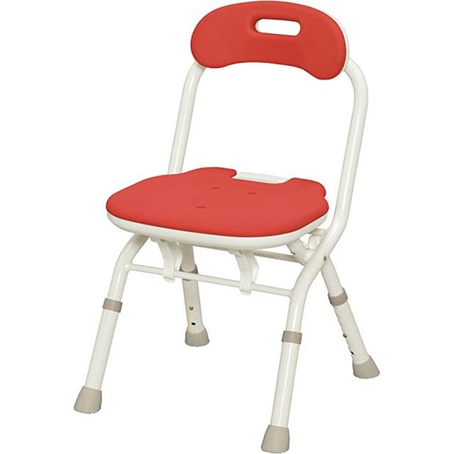 折りたたみシャワーベンチＦＣ背付 536-059（レッド） 医療 看護 クリニック 病院 アロン化成