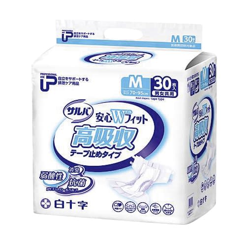 PUサルバ安心Wフィット高吸収タイプ 35611 M 30マイ 紙おむつ 25-2575-01 白十字 2セット